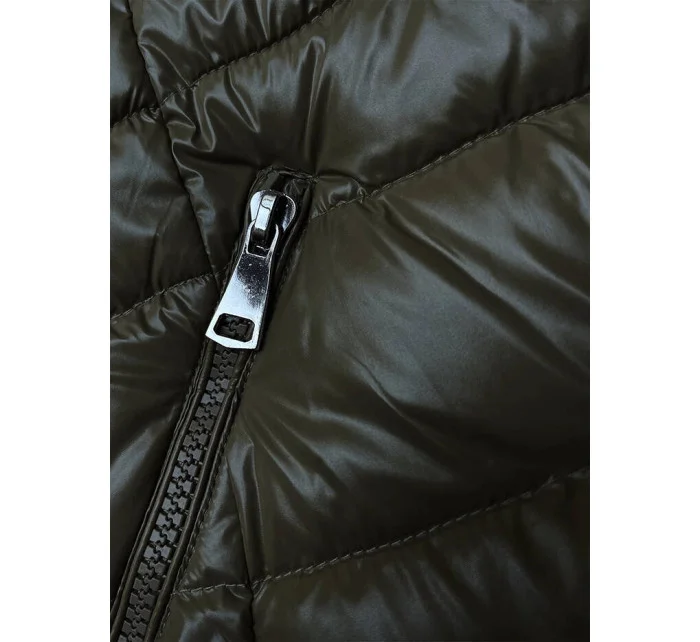 Dámska prešívaná zimná bunda v khaki farbe (V776G)