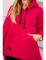 Zateplená mikina s dlouhými zády a kapucí fuchsiová Zateplená mikina s dlouhými zády a kapucí fuchsiová