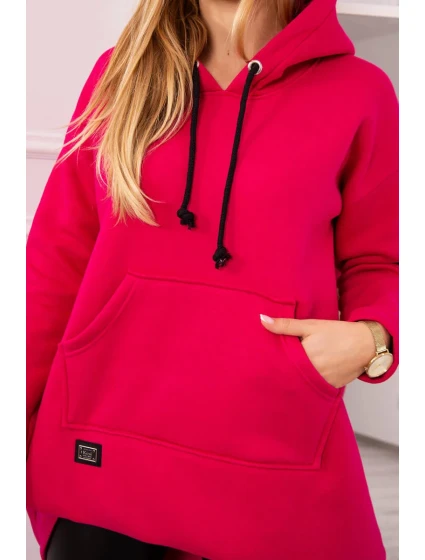 Zateplená mikina s dlouhými zády a kapucí fuchsiová Zateplená mikina s dlouhými zády a kapucí fuchsiová