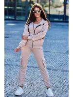 Set 3 v 1 mikina + top + kalhoty světle béžová