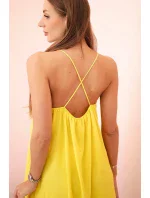 Dlhé šaty bez ramienok žlté