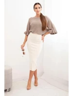 Dámska viskózna ceruzková sukňa s elastickým pásom béžová Dámska viskózna ceruzková sukňa s elastickým pásom béžová