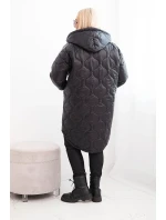 Dámske Plus veľkosť zimná bunda prešívané s kapucňou čierna