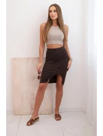 Dámská model 21774829 sukně s knoflíky kostkovaná béžová - K-Fashion