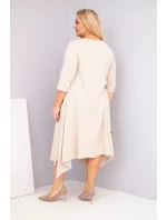 Dámska bavlnená sukňa s asymetrickým lemom v béžovej farbe