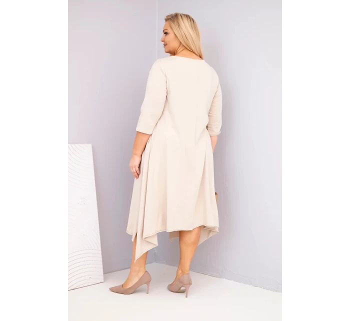 Dámska bavlnená sukňa s asymetrickým lemom v béžovej farbe