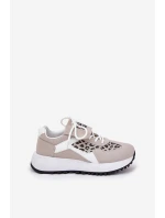 Buty Sportowe Sneakersy Damskie Na Platformie Panterka Biało-Beżowe Pumbes Buty Sportowe Sneakersy Damskie Na Platformie Panterka Biało-Beżowe Pumbes