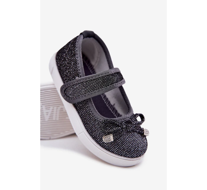 Dziecięce Balerinki Z Kokardką Czarne Amirinas Dziecięce Balerinki Z Kokardką Czarne Amirinas