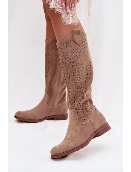 Dámske čižmy HY61-8022 beige - S.Barski