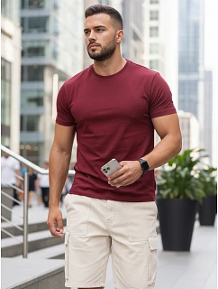 Pánske klasické bordové tričko FashionStreet RX5677