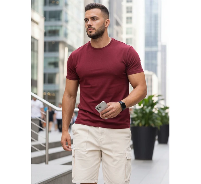 Pánske klasické bordové tričko FashionStreet RX5677