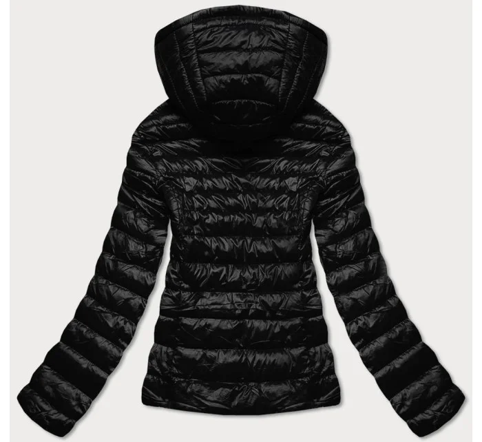 Čierna dvojvrstvová dámska prešívaná bunda (B9775-1)