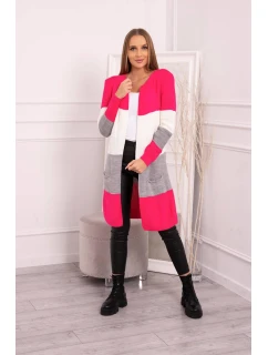 Pruhovaný sveter malinová + ružová