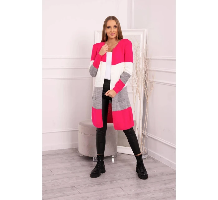 Pruhovaný sveter malinová + ružová