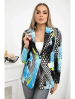 Bavlnená bunda s potlačou a gombíkom modrá