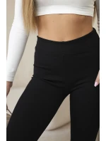 Dámske rebrované legíny s vysokým pásom čierne