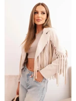 Dámska semišová bunda s ťavími strapcami