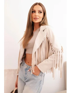 Dámska semišová bunda s ťavími strapcami