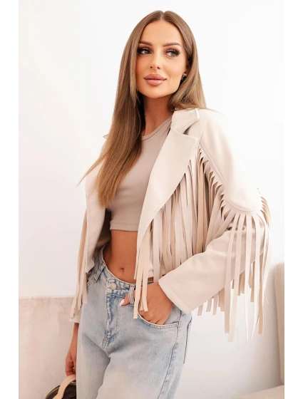 Dámska semišová bunda s ťavími strapcami