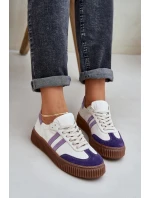 Zazoo N1068S6 Skórzane Niskie Sneakersy Damskie Na Platformie Białe