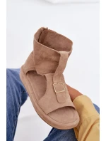 Dámské sandály s vysokým svrškem tmavě béžové Coralya