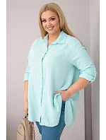 Bavlnená mušelínová košeľa Plus Size 65622 Mint - Kesi Bavlnená mušelínová košeľa Plus Size 65622 Mint - Kesi