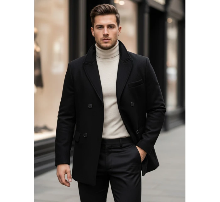 Pánsky čierny kabát FashionStreet CX0433