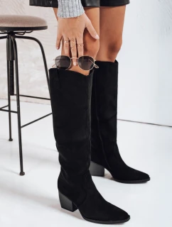 Dámske semišové čižmy na podpätku čierne FashionStreet ZY1197
