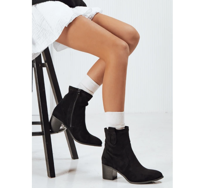 Dámské semišové kozačky na podpatku černé Dstreet model 21993779 - FashionStreet