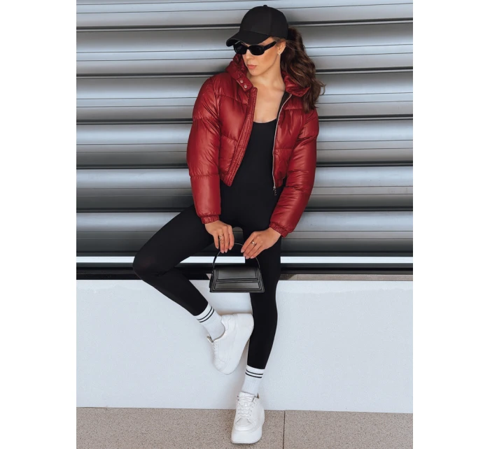 Dámská krátká zimní bunda s kapucí bordó Dstreet model 21994201 - FashionStreet