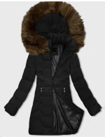 Černobéžová dámská bunda s kapucí model 21439603 - J.STYLE Černobéžová dámská bunda s kapucí model 21439603 - J.STYLE