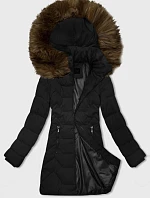 Dámska bunda s kapucňou J Style Black and Beige (16M9121-392B)