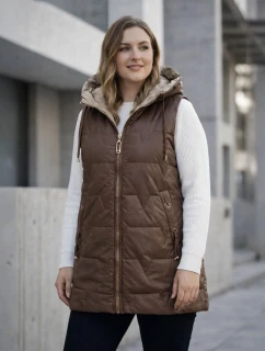 Cienki bezrękawnik z kontrastowym wykończeniem Goodlookin czekoladowy (B8585-14)