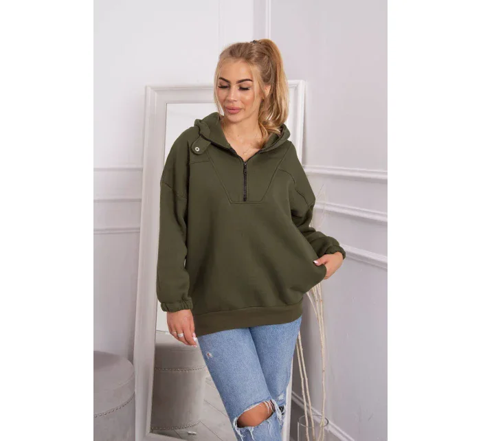 Khaki mikina s kapucňou