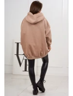 Zateplená mikina s model 19047868 motivem tmavě béžová - K-Fashion