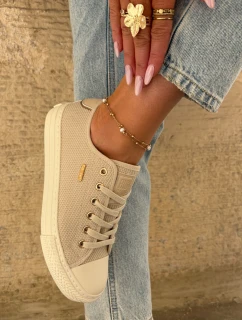 Materiałowe Trampki Damskie Big Star RR274767 Beżowe