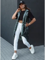 Dámska prešívaná vesta s kapucňou dlhá MERIS tmavozelená FashionStreet TY4425 Dámska prešívaná vesta s kapucňou dlhá MERIS tmavozelená FashionStreet TY4425