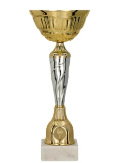 Zlatý a strieborný kovový pohár