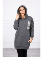 Mikina s kapucňou a nášivkami grafitová