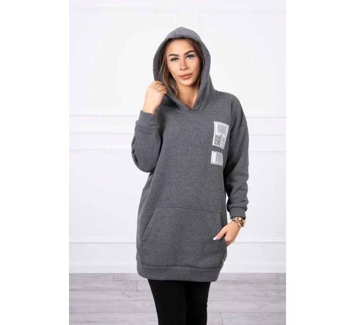 Mikina s kapucňou a nášivkami grafitová