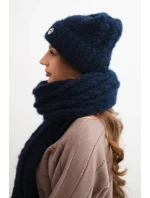 Dámská souprava čepice a model 21463125 s proužkem s ozdobou granátová - K-Fashion