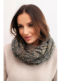 Dámsky vlnený hrubý zimný šál KN24 jeans+khaki