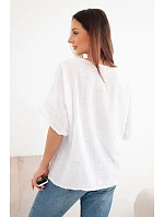 Dámská bavlněná oversize halenka s krátkým rukávem bílá Dámská bavlněná oversize halenka s krátkým rukávem bílá