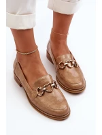 Skórzane Damskie Lakierowane Mokasyny Laura Messi 2760 Brązowe