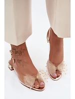 Dámské sandály průhledné s mašlí D&A MR61-9001 zlaté