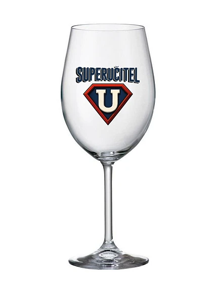 SUPERUČITEL (MARK) - číry pohár na víno 350 ml