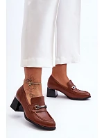 Dámské kožené na podpatku Hnědá s černou  model 22045081 - Step in style