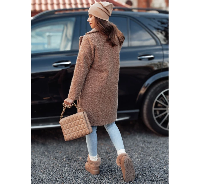 Dámský kabát z kůže dlouhý béžový Dstreet model 21981948 - FashionStreet Dámský kabát z kůže dlouhý béžový Dstreet model 21981948 - FashionStreet