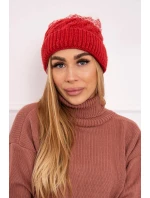 Fleecová čiapka Ilona K218 malpberry+ecru