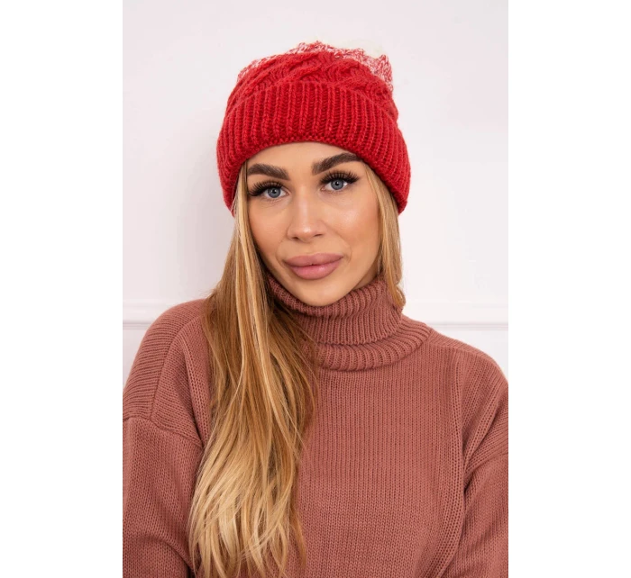 Fleecová čiapka Ilona K218 malpberry+ecru